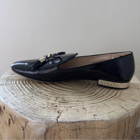 Zara Moccasin Black Patent Loafers with Tassels 7.5 US/38 EU - Picture 10 of 12